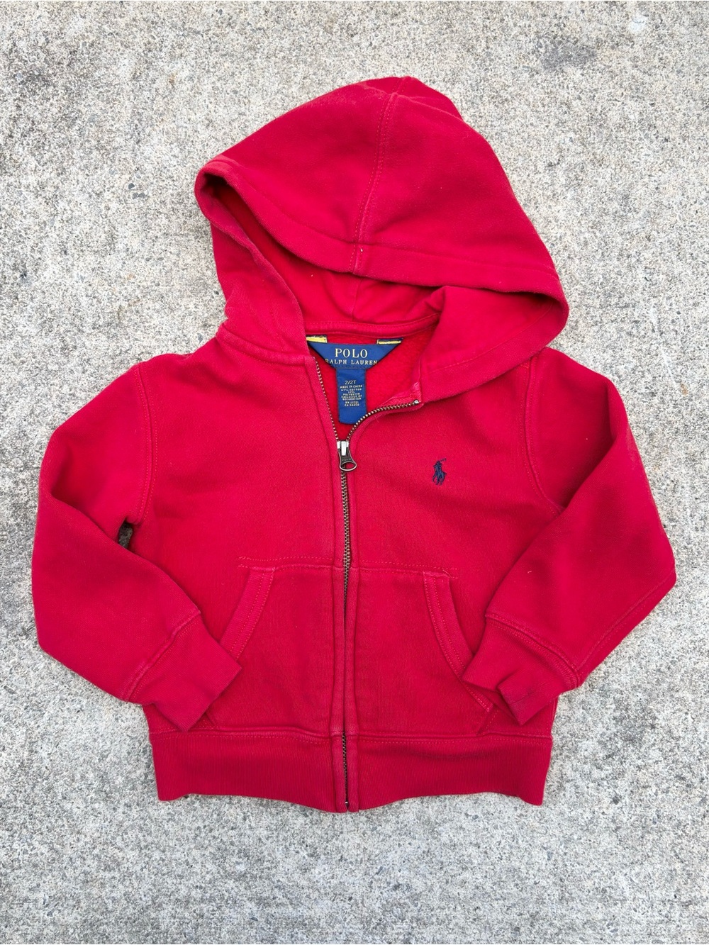 Polo by Ralph Lauren Kids Red Full-Zip Hoodie with Embroidered Pony